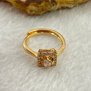 Colourless Cubic Zirconia with Crystals In AU750 Plated In Gold Color Sliver Ring (Adjustable Size) 2.56g 3.6 by 3.6 by 2.0mm - Huangs Jadeite and Jewelry Pte Ltd