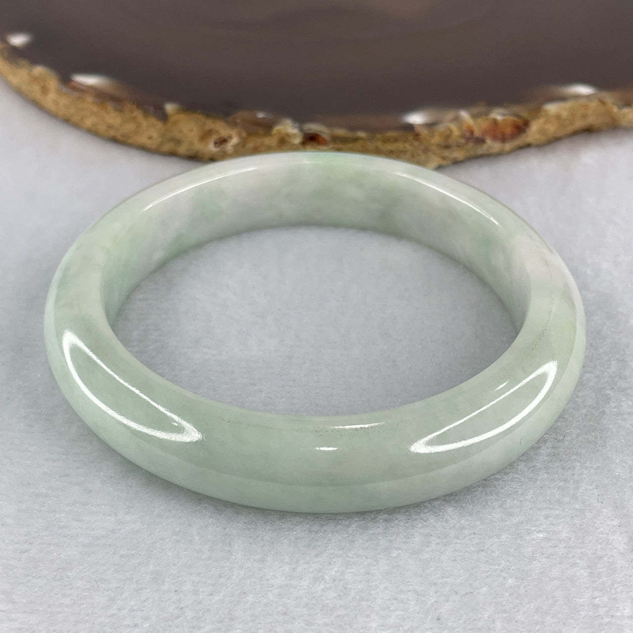 Certified Natural Type A Light Green with  Faint Lavender Patches Jadeite Bangle 62.580g Internal Diameter 58.5mm 12.5 by 9.2mm (Very Slight Internal Lines) - Huangs Jadeite and Jewelry Pte Ltd