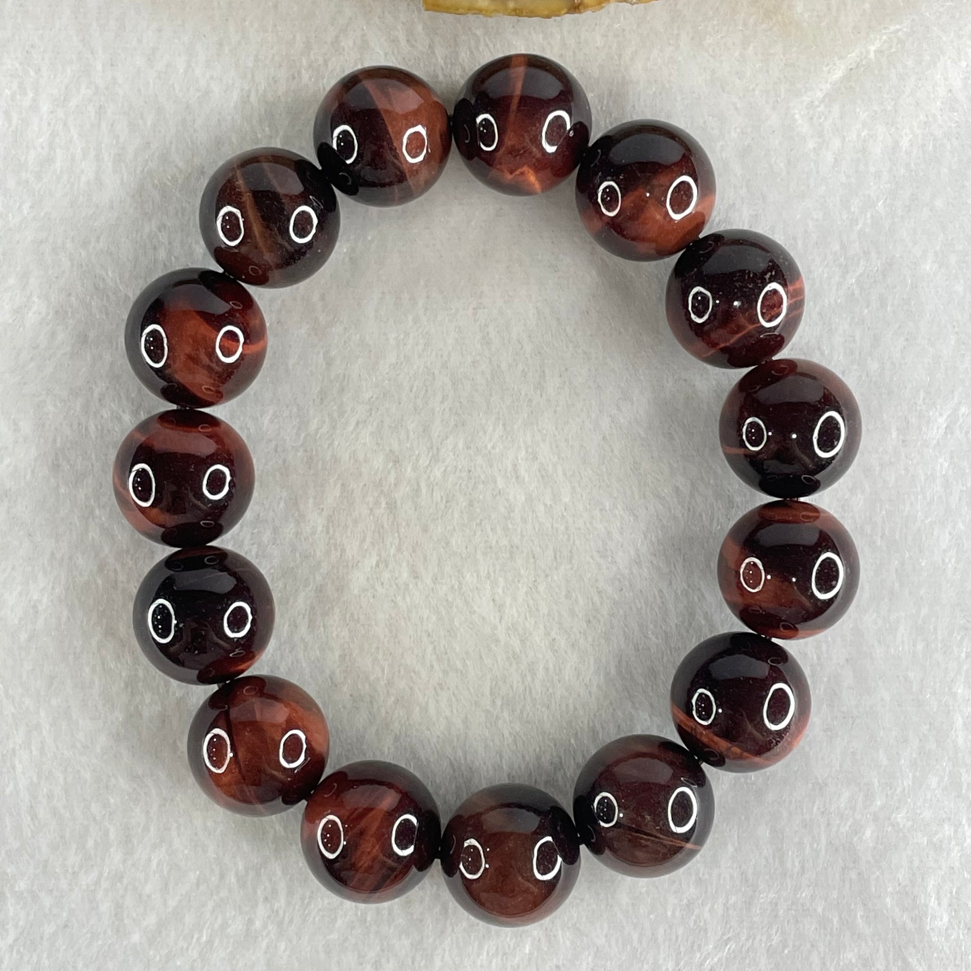 Natural Red Tiger's Eye Quartz Beads Bracelet 59.13g 16.5cm 14.2mm 15 Beads - Huangs Jadeite and Jewelry Pte Ltd