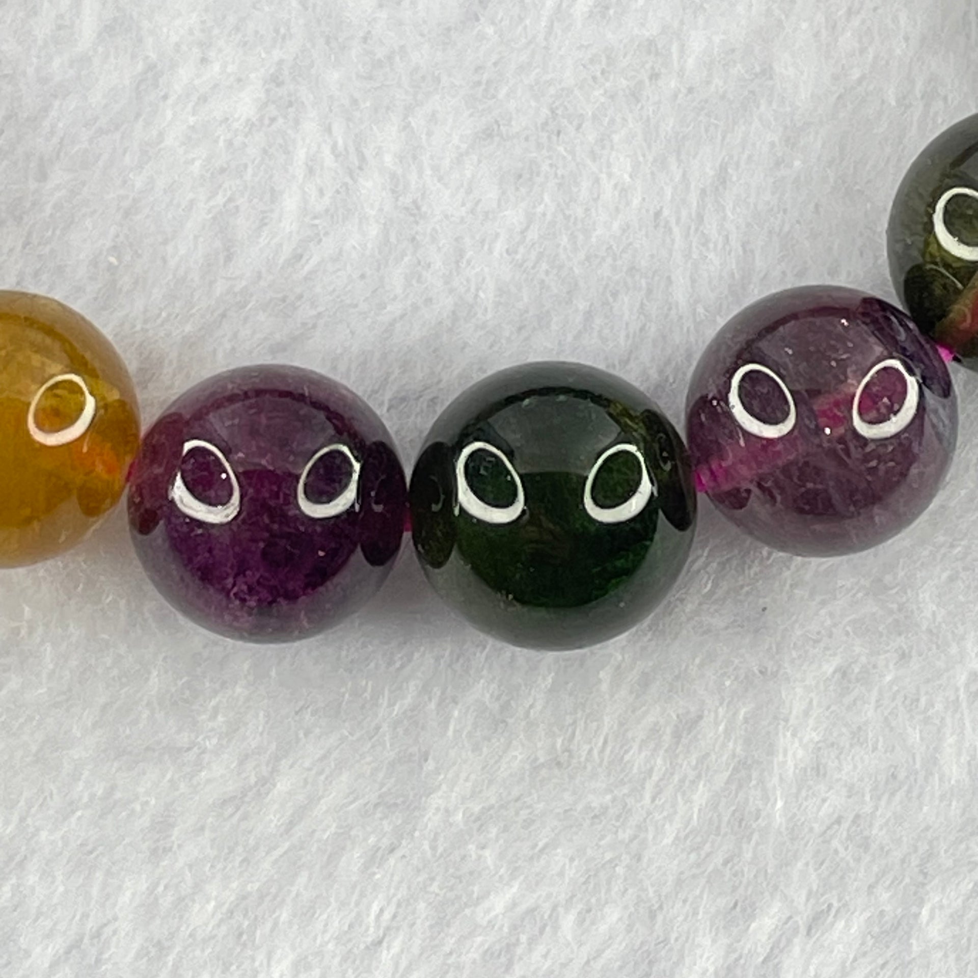 Natural Tourmaline Beads Bracelet 好的天然碧玺珠手链 30.80g 15.5cm 10.4mm 18 Beads - Huangs Jadeite and Jewelry Pte Ltd
