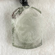 Above Average Grade Natural Green Phantom Quartz Tiger Pendant with Onyx Beads Necklace 28.56g 33.4 by 23.7 by 10.0mm - Huangs Jadeite and Jewelry Pte Ltd