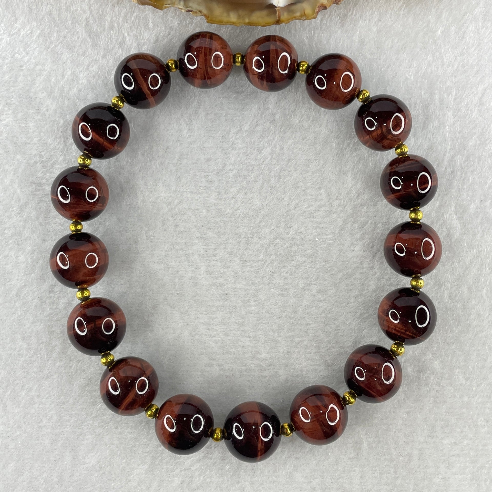 Natural Red Tiger's Eye Beads Bracelet 45.31g 20cm 12.3mm 17Beads - Huangs Jadeite and Jewelry Pte Ltd