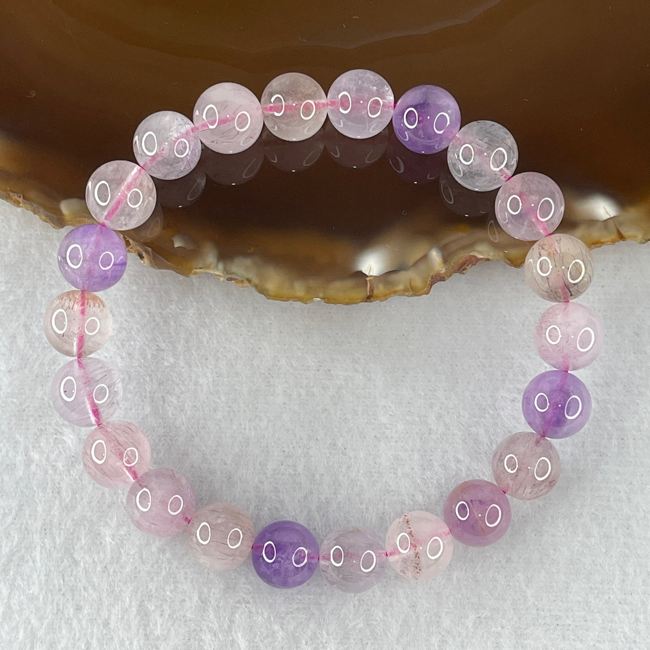 Certified Above-Average Grade Natural Super 7 Crystal Beads Bracelet | Bold Mid-Scale Showcase Strand | Authentic Sacred Seven Multi-Mineral Inclusions Quartz Spiritual Catalyst & Auric Shield Bracelet (23.55g | 16.5cm Length | 9.4mm | 22 Beads)