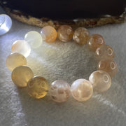 Natural Pinkis Flower Agate Beads Bracelet 59.40g 16cm 14.7mm 14 Beads - Huangs Jadeite and Jewelry Pte Ltd