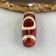 Natural Powerful Tibetan Old Oily Red White Agate One Eye Earth Element Dzi Bead Heavenly Master (Tian Zhu) 一眼土元素天珠 9.05g 36.4 by 12.8mm - Huangs Jadeite and Jewelry Pte Ltd