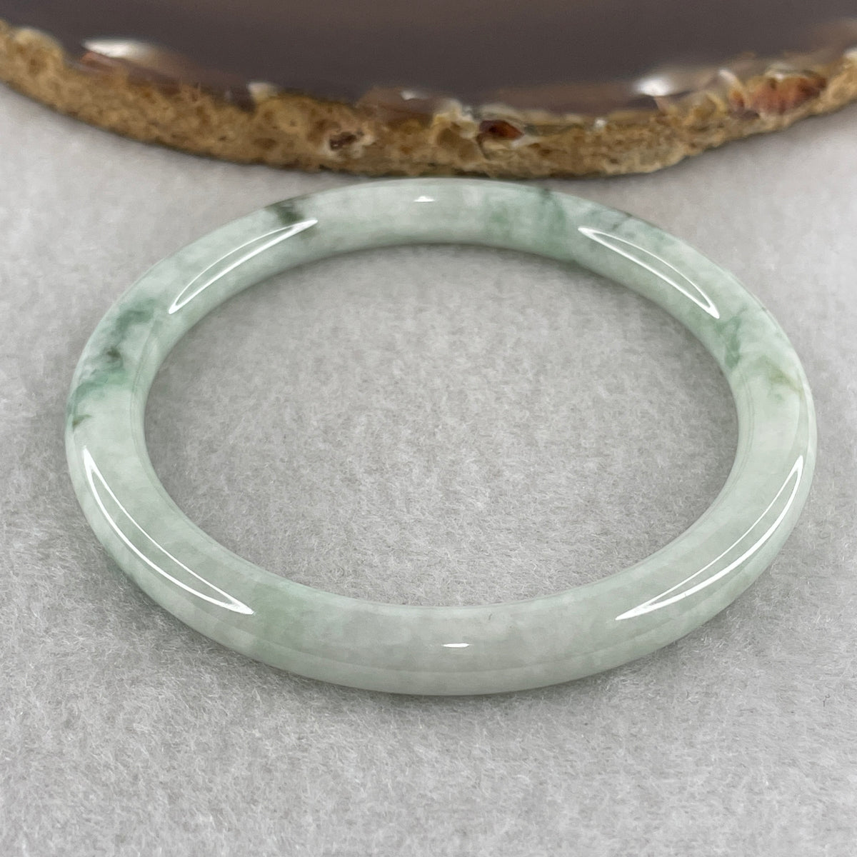 Natural Type A Light Green and Green Piao Hua Jadeite Full Round Ding Dang Bangle 22.98g Inner Diameter 54.0mm 6.5 by 7.0mm (Slight Internal Line) - Huangs Jadeite and Jewelry Pte Ltd