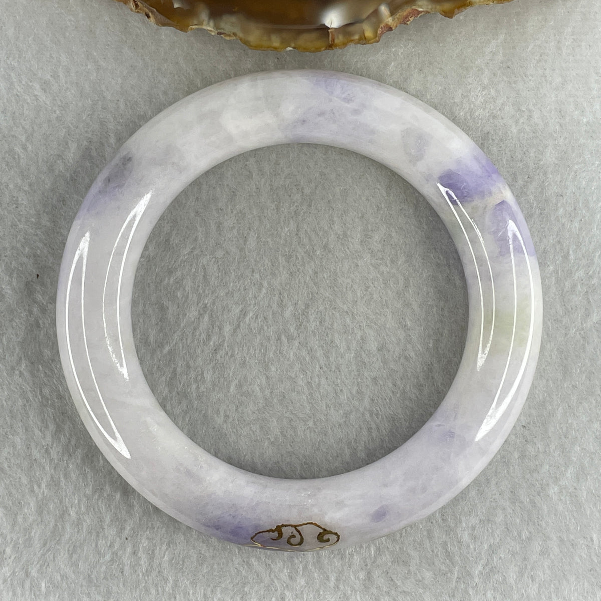 Certified Natural Type A White & Lavender Piao Hua Jadeite Full Round Bangle | 58.3mm Yuan Tiao (88.74g 12.5x12.6mm | Internal Line | Imperial Wholeness & High Spiritual Grace) - Huangs Jadeite and Jewelry Pte Ltd