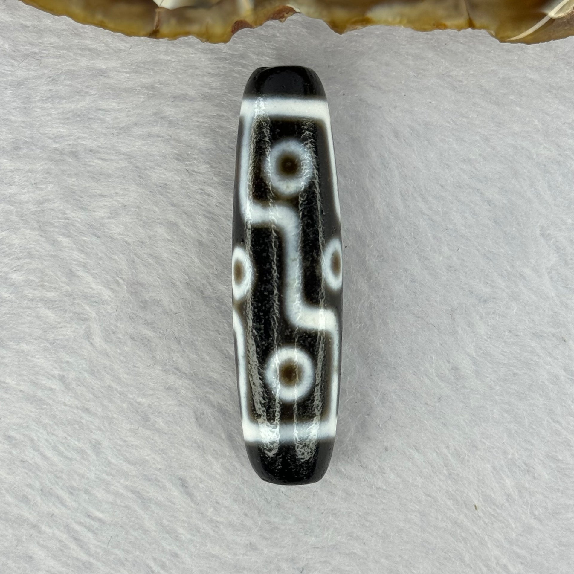 Natural Powerful Tibetan Old Oily Agate 9 Eyes Dzi Bead Heavenly Master (Tian Zhu) 九眼天诛 13.09g 48.9 by 13.0mm - Huangs Jadeite and Jewelry Pte Ltd