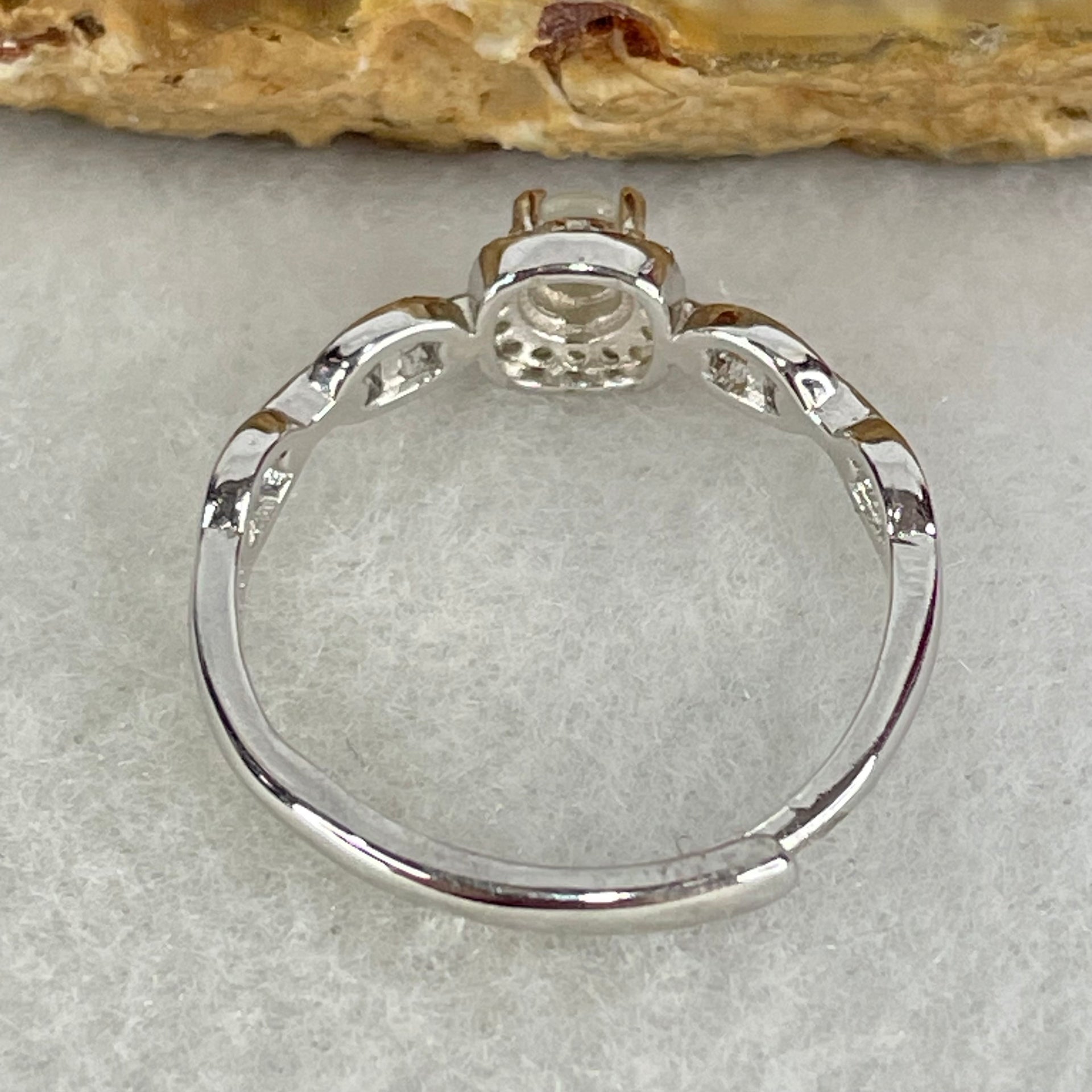 Type A Semi Icy Light Lavender Cabochon Jadeite in S925 Sliver Ring (Adjustable Size) 1.33g 3.6 by 2.0mm - Huangs Jadeite and Jewelry Pte Ltd
