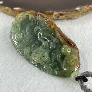 Grand Master Type A Light Green with Yellow Patches Jadeite Dragon Double Side Pendant 100.73g 35.0 by 43.3 by 20.9mm - Huangs Jadeite and Jewelry Pte Ltd