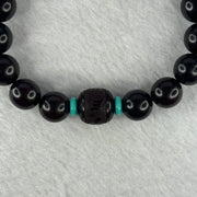 Natural India Zitan 天然小叶字檀木 Om Ma ni Padme Hum 六字真言 Beads Bracelet with Turquoise (Sinking Type) 11.53g 15.5cm 10.2mm 17 Beads, 11.8mm 1 Bead - Huangs Jadeite and Jewelry Pte Ltd