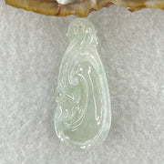 Type A Natural Semi Icy White to Faint Green with Green Patches Jadeite Ruyi Pendant 6.13g 39.5 by 17.3 by 6.7mm - Huangs Jadeite and Jewelry Pte Ltd