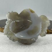 Natural White With Grey Wuji Agate 3 Legged Toast Display 275.5g 84.0 by 70.0 by 50.0mm - Huangs Jadeite and Jewelry Pte Ltd