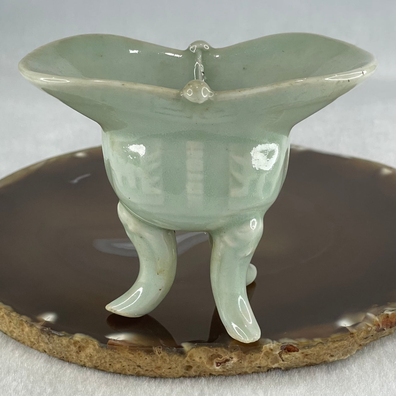 Light Blueish Green Porcelain Wine Cup Display 79.57g 87.7 by 52.9 by 71.0mm - Huangs Jadeite and Jewelry Pte Ltd