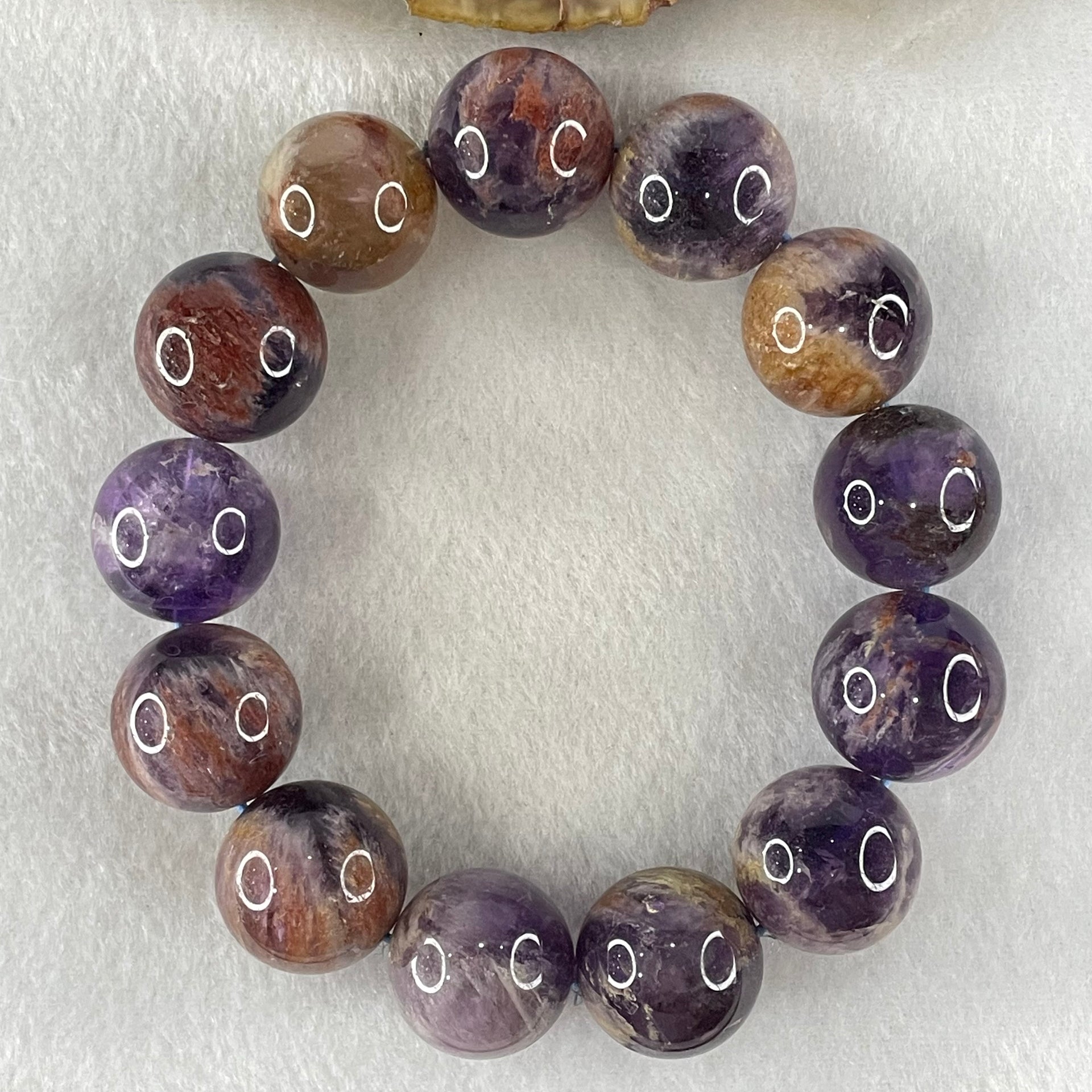 Above Average Grade Natural Amethyst Phantom Quartz Beads Bracelet 天然紫幽灵水晶手链 111.14g 19cm 19.0mm 13 Beads - Huangs Jadeite and Jewelry Pte Ltd