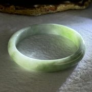 Type A Light Green with Lavender Jadeite Oval Bangle 28.33g Internal Diameter 52.1mm 9.5 by 6.5mm (Very Slight Internal Line) - Huangs Jadeite and Jewelry Pte Ltd