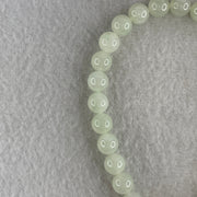 Natural Type A Jelly Light Green Jadeite Beads Bracelet | (24.96g | 20cm | 8.1mm x 24 Beads | Heart Chakra Radiance, "Ping An" Smooth Luck & Feng Shui Prosperity Catalyst) - Huangs Jadeite and Jewelry Pte Ltd