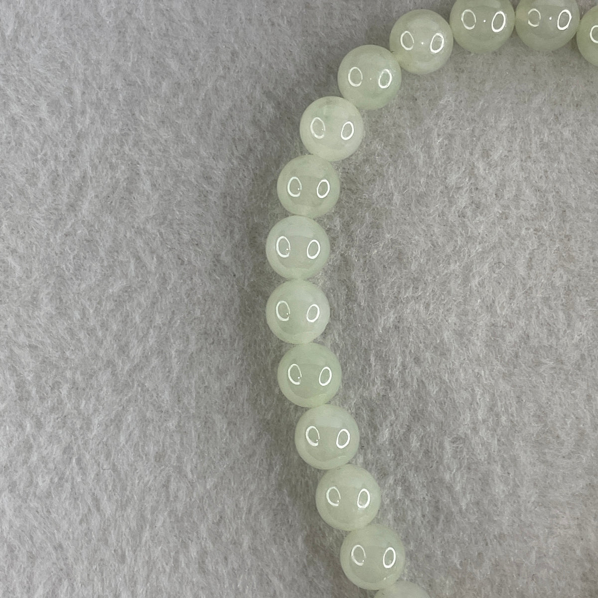 Natural Type A Jelly Light Green Jadeite Beads Bracelet | (24.96g | 20cm | 8.1mm x 24 Beads | Heart Chakra Radiance, "Ping An" Smooth Luck & Feng Shui Prosperity Catalyst) - Huangs Jadeite and Jewelry Pte Ltd