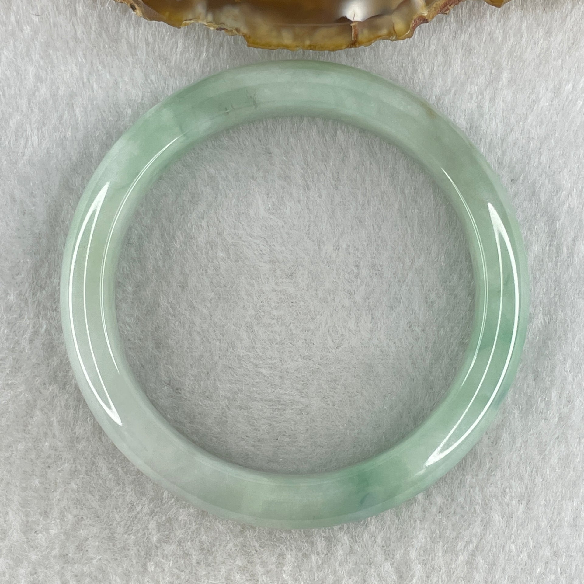 Type A Natural Light Green with Blueish Green Flora Piao Hua Jadeite Bangle 43.45g Inner Diameter 51.9mm 11.2 by 7.6mm (Very Very Slight Internal Lines) - Huangs Jadeite and Jewelry Pte Ltd