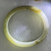 Type A Yellowish Green Lavender Jadeite Oval Bangle Internal Diameter 58.5mm 67.31g 10.7 by 8.1mm (Very Slight Fine Internal Line) - Huangs Jadeite and Jewelry Pte Ltd