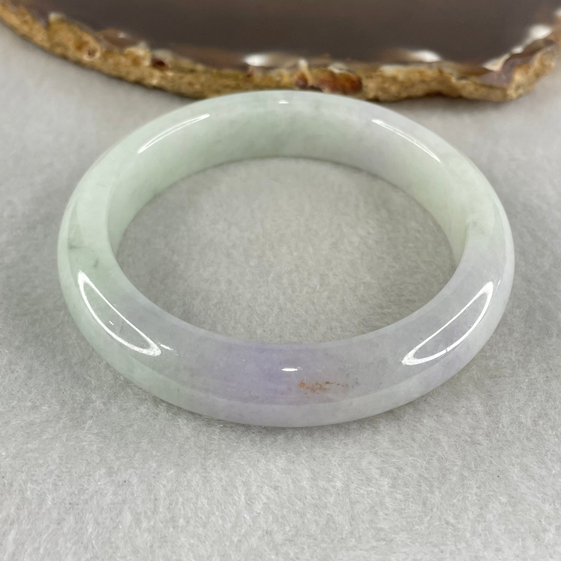 Type A Green Lavender Jadeite Bangle 54.20g Inner Diameter 54.5mm 12.5 by 8.5mm (Close to Perfect) - Huangs Jadeite and Jewelry Pte Ltd