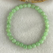Type A Intense Bright Apple Green Jadeite Beads Bracelet 11.50g 15cm 6.1mm 30 Beads - Huangs Jadeite and Jewelry Pte Ltd