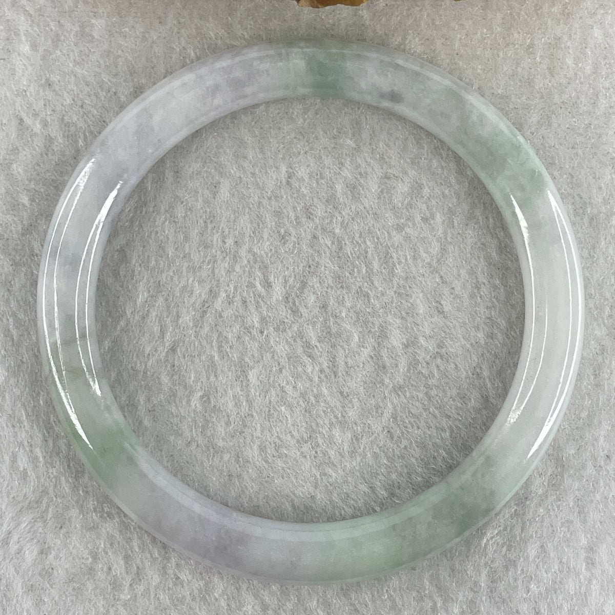 Natural Type A Light Green with Lavender Piao Hua Jadeite Flat Ding Dang Bangle 22.35g Inner Diameter 52.5mm 6.0 by 7.2mm (Very Very Slight External Rough) - Huangs Jadeite and Jewelry Pte Ltd