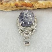 Good Grade Rare Natural Blue Dumortierite Rutilated Quartz in S925 Pendant 3.67g 12.7 by 10.9 by 7.5mm - Huangs Jadeite and Jewelry Pte Ltd