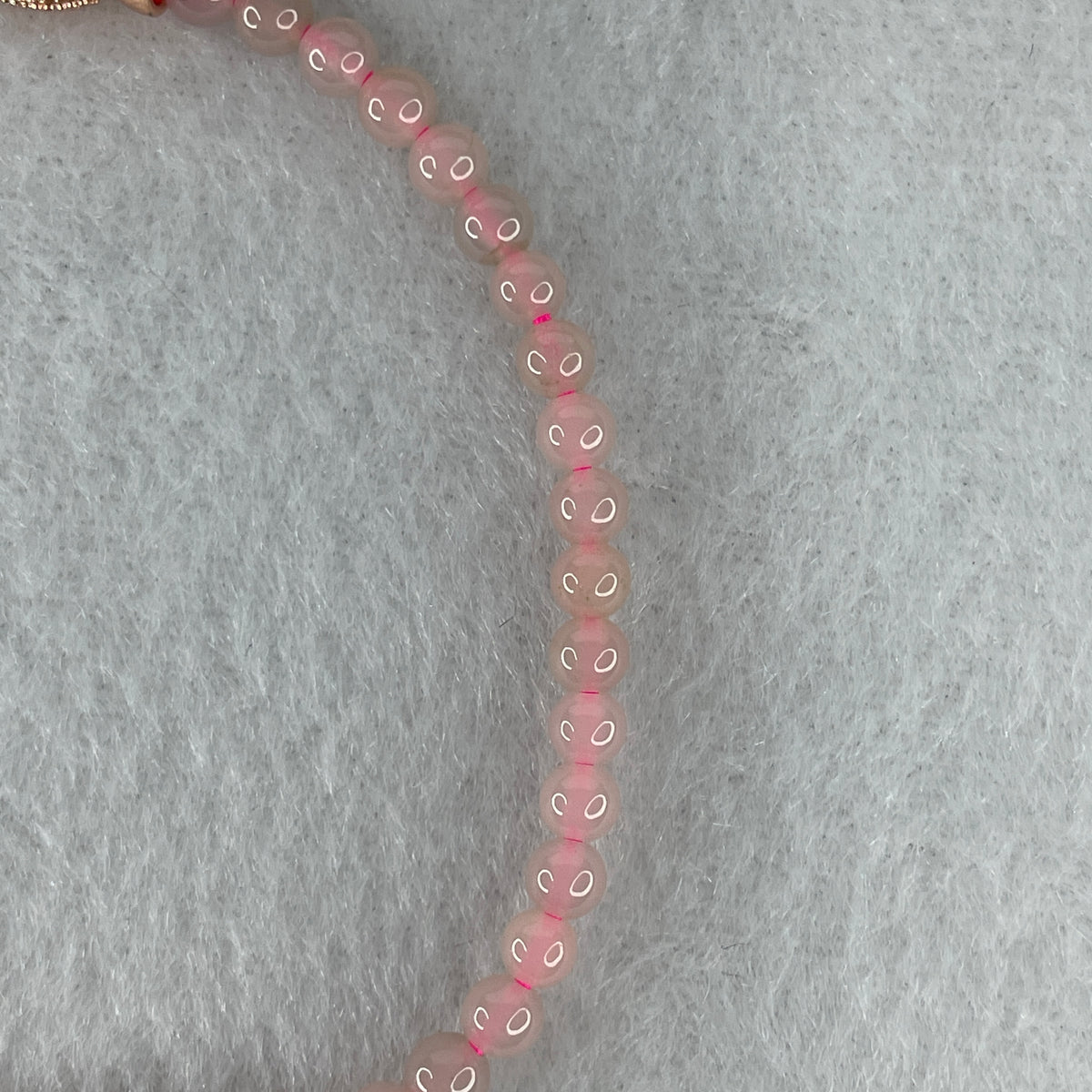 Natural Type A Semi-Icy Pink Jadeite Bracelet | 17cm Delicate 3.8mm Round Genuine Pink Jade Bead Strand with Rose Gold Clasp (5.30g 48 Beads) - Huangs Jadeite and Jewelry Pte Ltd