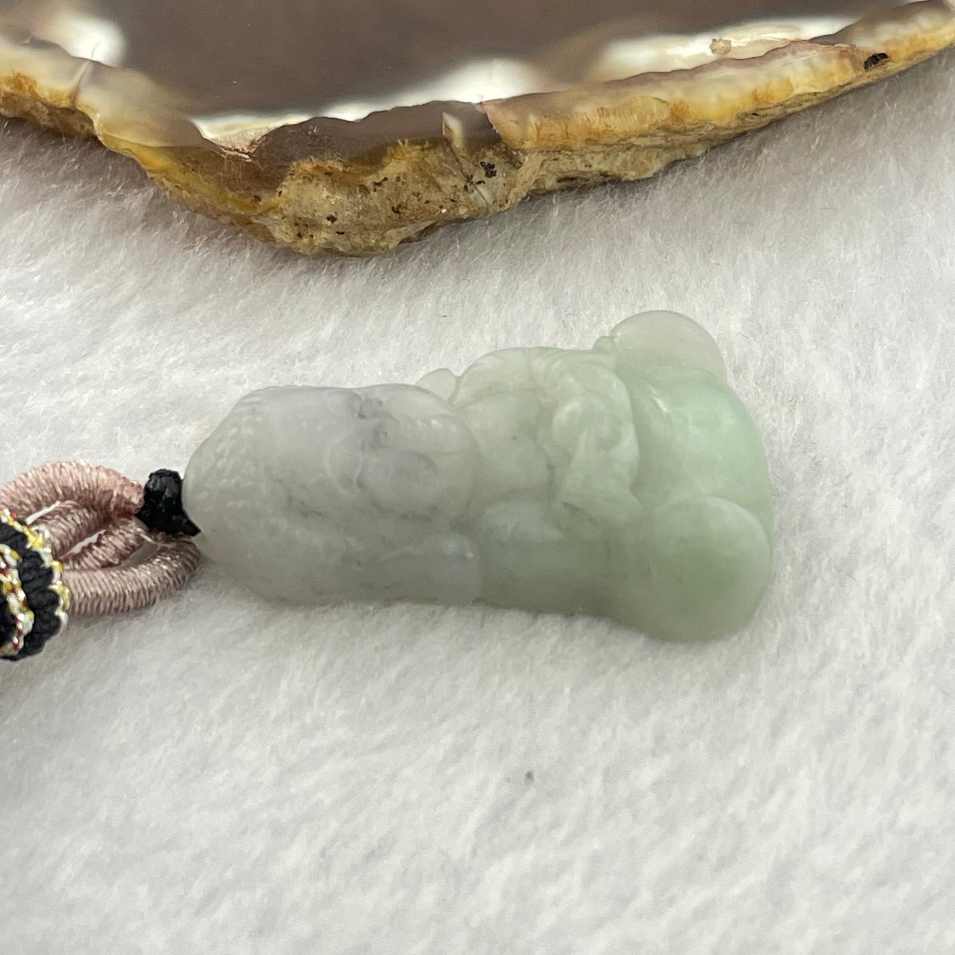 Type A Light Green Jadeite Baby Buddha Pendent 11.45g 33.2 by 21.0 by 8.4mm - Huangs Jadeite and Jewelry Pte Ltd