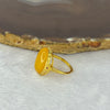 Natural Amber in 925 Silver Gold Color Ring 天然老蜜蜡蛋面镶嵌纯银 2.30g 16.8 by 13.0 by 4.9mm - Huangs Jadeite and Jewelry Pte Ltd