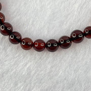 Natural Blood Red Amber Beads Bracelet 4.86g 16cm 6.3mm 29 Beads - Huangs Jadeite and Jewelry Pte Ltd
