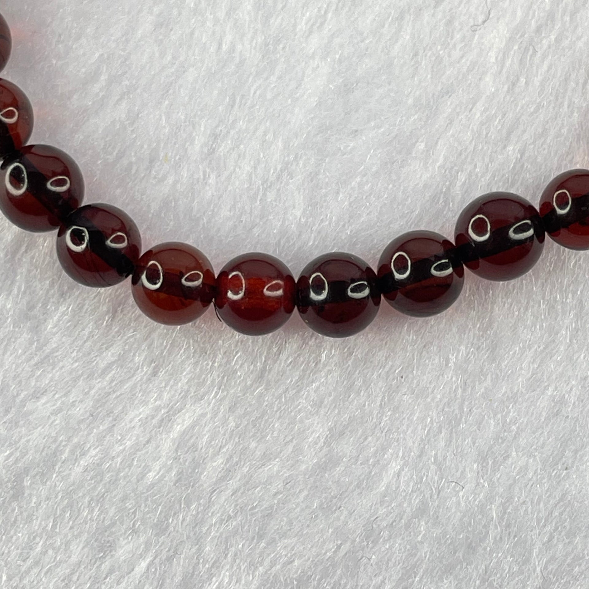 Natural Blood Red Amber Beads Bracelet 4.86g 16cm 6.3mm 29 Beads - Huangs Jadeite and Jewelry Pte Ltd