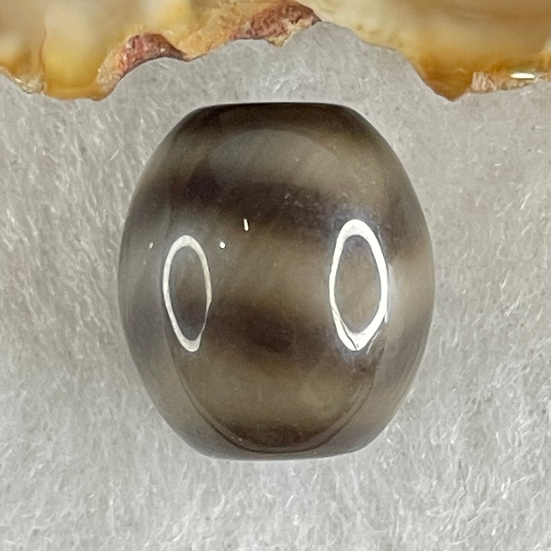 Natural Powerful Tibetan Old Oily Agate Water Wave Daluo Amulet (Tian Zhu) Dzi Bead 3.00g 13.6 by 12.6mm - Huangs Jadeite and Jewelry Pte Ltd