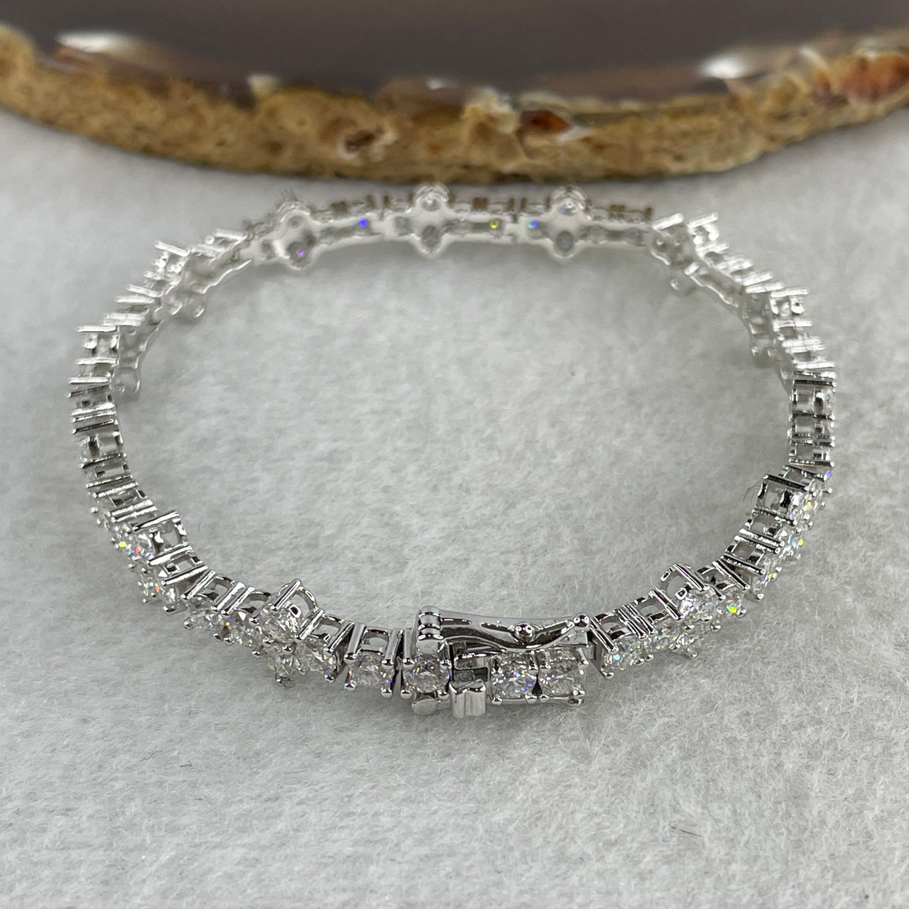 Natural Moissanite Bracelet | Solid S925 Sterling Silver | 16cm Tailored Length | 3.0mm Sleek "Glacial Fire" Continuous Eternity Strand (10.26g)