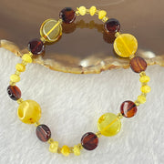 Natural Mixed Color Amber Beads Bracelet 3.59g 17cm 11.0 by 3.1mm 4pcs 7.9 by 4.0mm 8pcs - Huangs Jadeite and Jewelry Pte Ltd