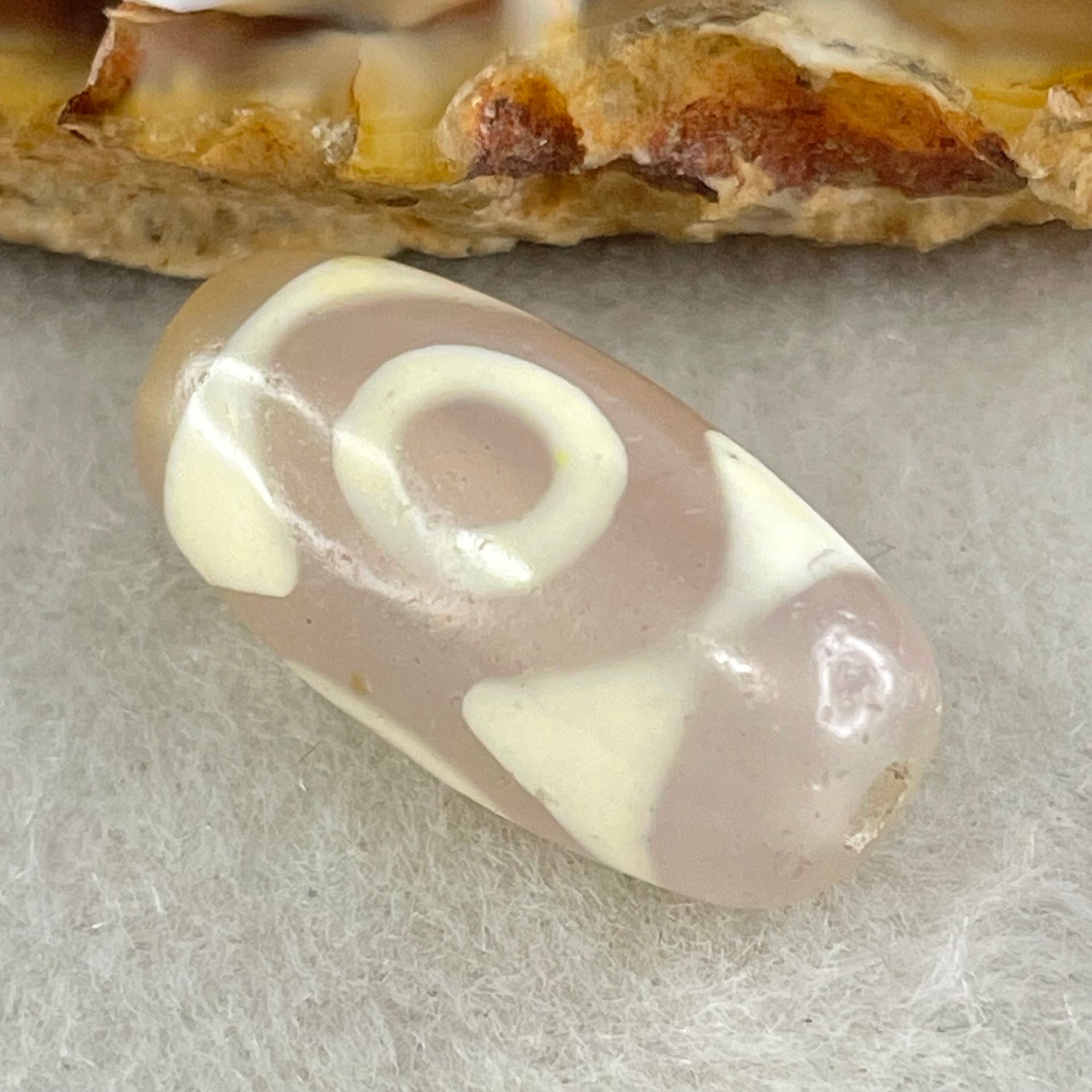 Natural Powerful Tibetan Old Oily Agate 3 Eyes Dzi Bead Heavenly Master (Tian Zhu) 三眼天诛 3.05g 20.2 by 10.1mm - Huangs Jadeite and Jewelry Pte Ltd