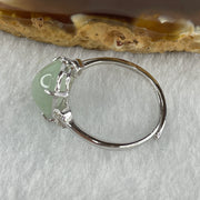 Natural Type A Semi Icy Faint Green Jadeite Oval Shape Cabouchon in S925 Silver Ring (Adjustable Size) 2.26g 11.3 by 9.1 by 5.0mm - Huangs Jadeite and Jewelry Pte Ltd