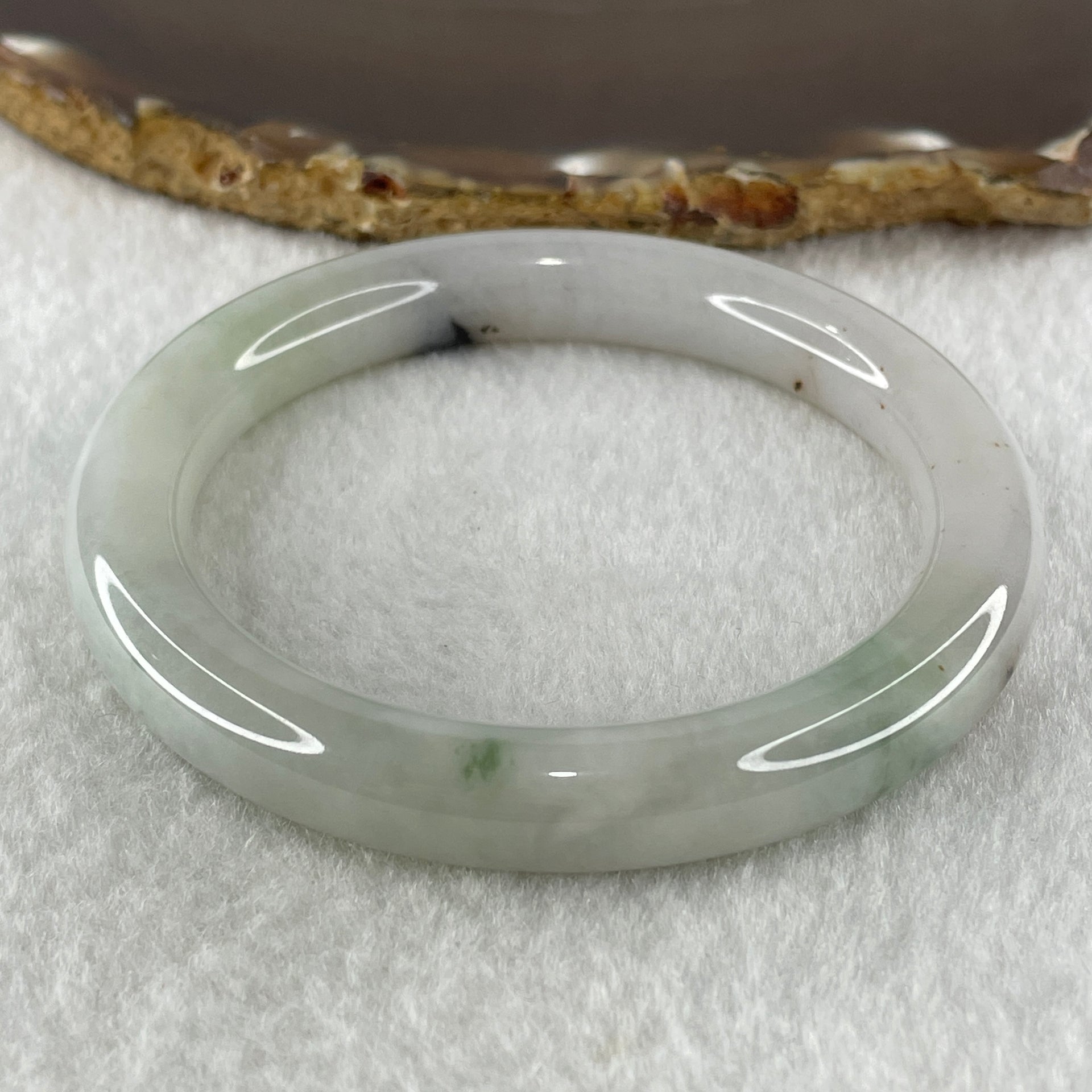 Type A Natural Light Green with Reddish Brown Patches Jadeite Bangle 51.19g Inner Diameter 56.5mm 10.0 by 9.7mm (Internal Lines) - Huangs Jadeite and Jewelry Pte Ltd