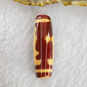 Natural Powerful Tibetan Old Oily Red and Yellowish White Agate Guan Yin Dzi Bead Heavenly Master (Tian Zhu) 观音天诛 8.94g 37.7 by 12.2mm - Huangs Jadeite and Jewelry Pte Ltd