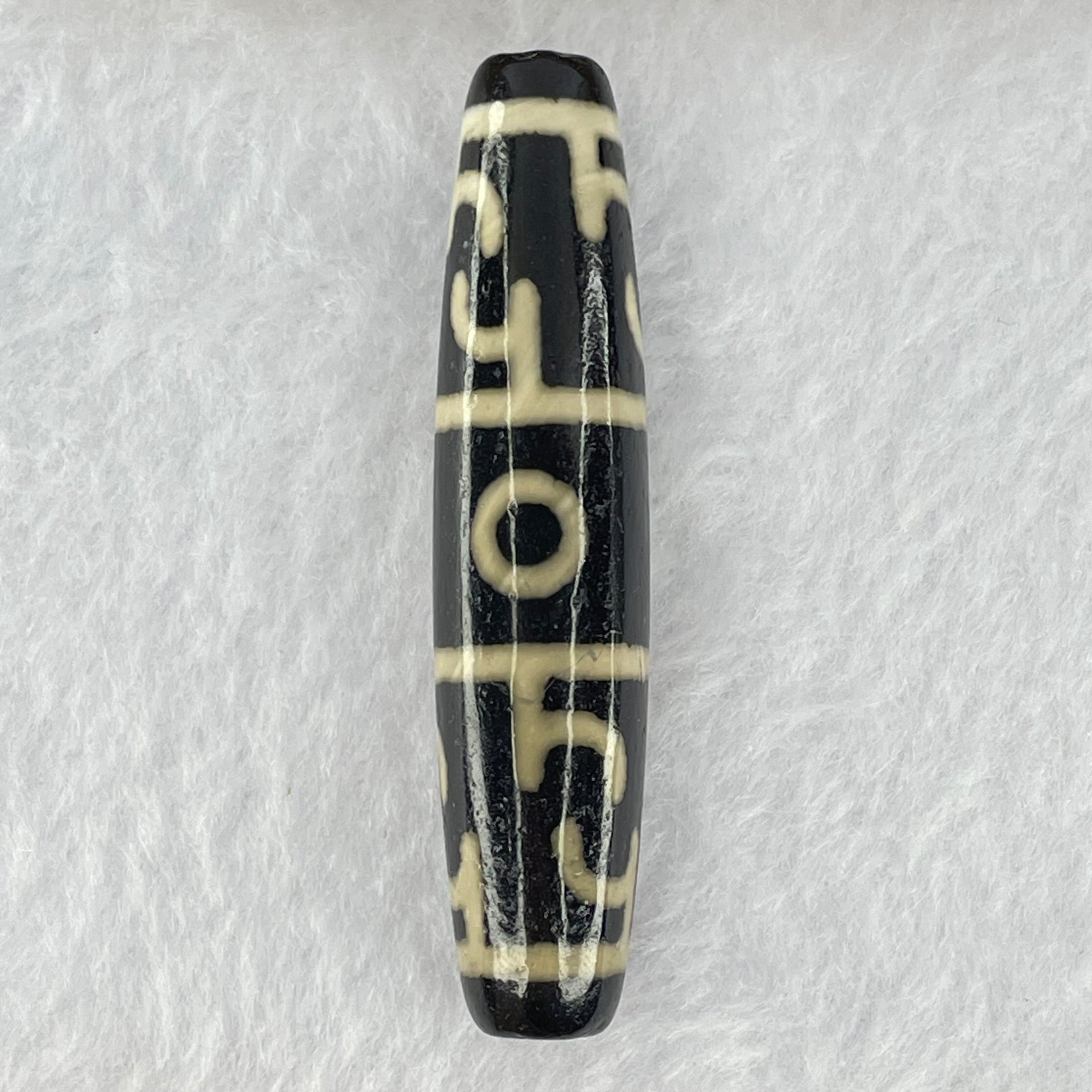 Natural Powerful Tibetan Old Oily Agate 3 Eyes Dzi Bead Heavenly Master (Tian Zhu) 三眼天诛 15.54g 59.1 by 13.1mm - Huangs Jadeite and Jewelry Pte Ltd