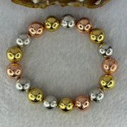 Natural Meteorite Sliver, Gold and Rose Gold Color Beads Bracelet 125.96g 18cm 12.4mm 17 Beads - Huangs Jadeite and Jewelry Pte Ltd