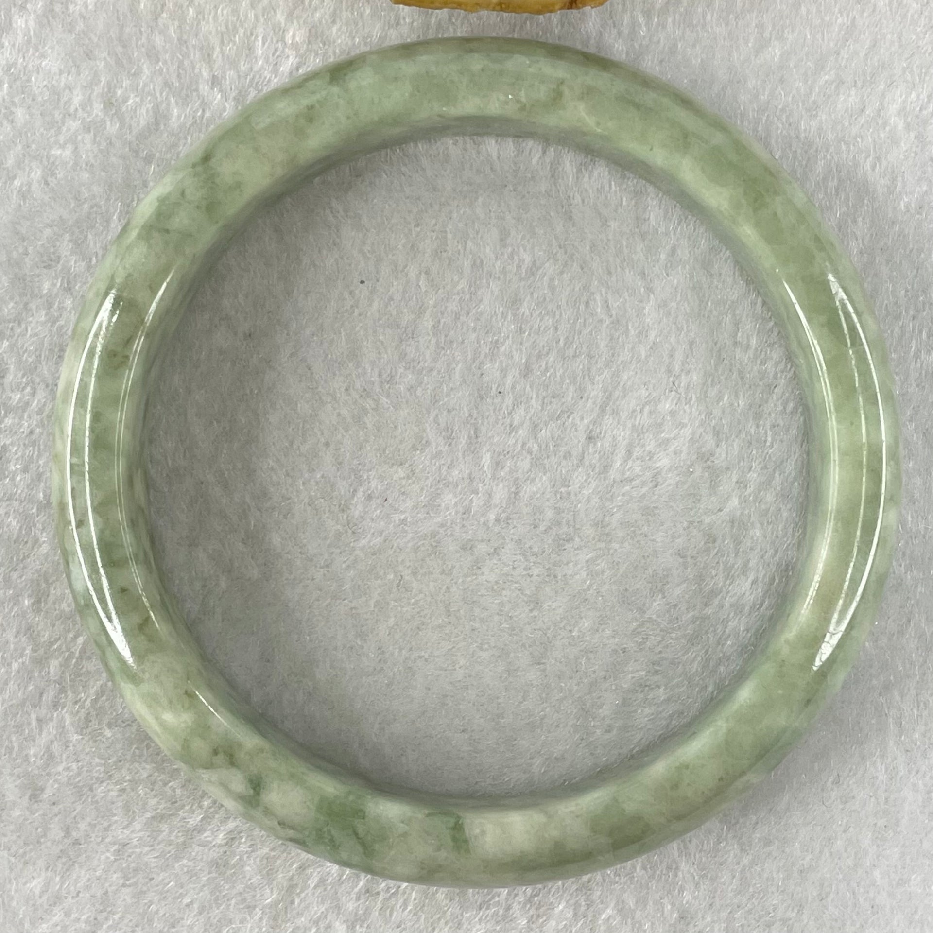 Type A Green Dou Qing Jadeite Bangle 48.94g Internal Diameter 57.7mm 12.6 by 8.4mm (Very Slight External Roughs and Very Slight Internal Lines) - Huangs Jadeite and Jewelry Pte Ltd