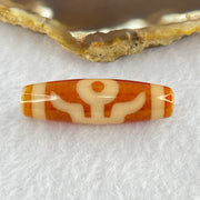 Natural Powerful Tibetan Old Oily Orange Red White Agate Patina Guiren Tairen Human Dzi Bead Totem Amulet Heavenly Master (Tian Zhu) 贵人天诛 7.62g 38.5 by 11.6mm - Huangs Jadeite and Jewelry Pte Ltd