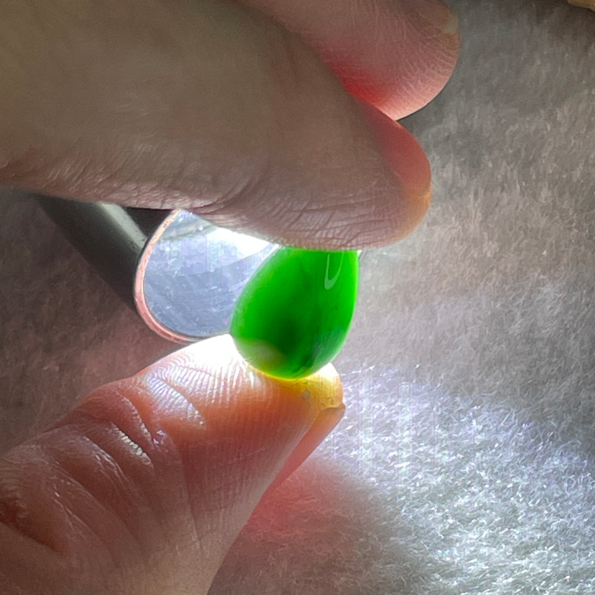 Type A Translucent Black Omphacite Jadeite Tear Drop Cabouchon Stone For Setting 0.87g 14.2 by 8.3 by 4.6mm - Huangs Jadeite and Jewelry Pte Ltd