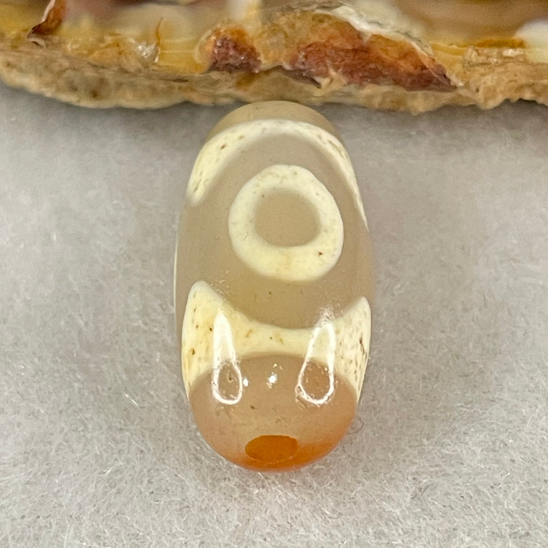 Natural Powerful Tibetan Old Oily Agate 3 Eyes Dzi Bead Heavenly Master (Tian Zhu) 三眼天诛 3.02g 20.0 by 10.1mm - Huangs Jadeite and Jewelry Pte Ltd
