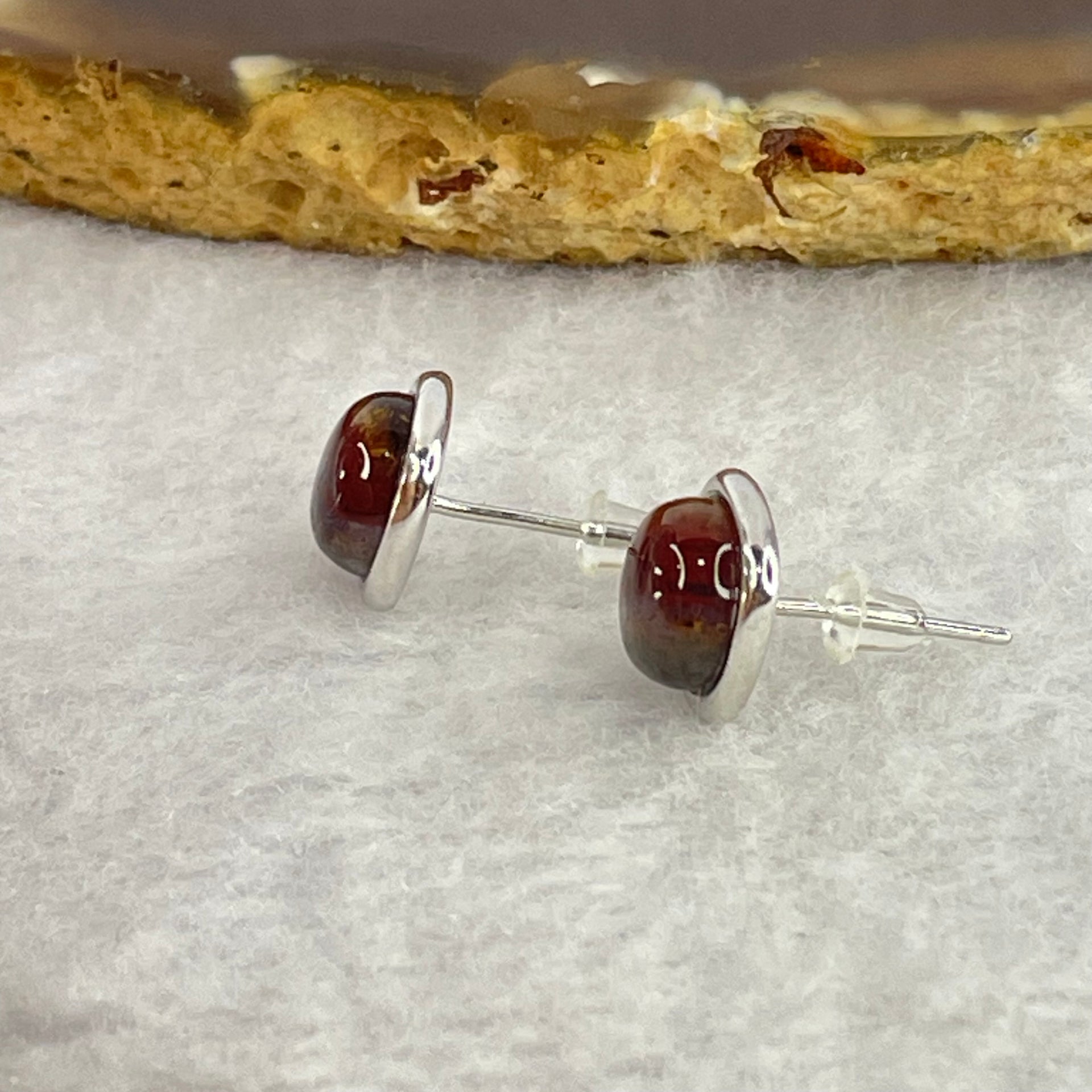 Good Grade Natural Auralite 23 S925 Silver Earrings 2.20g 8.0 by 4.0mm - Huangs Jadeite and Jewelry Pte Ltd