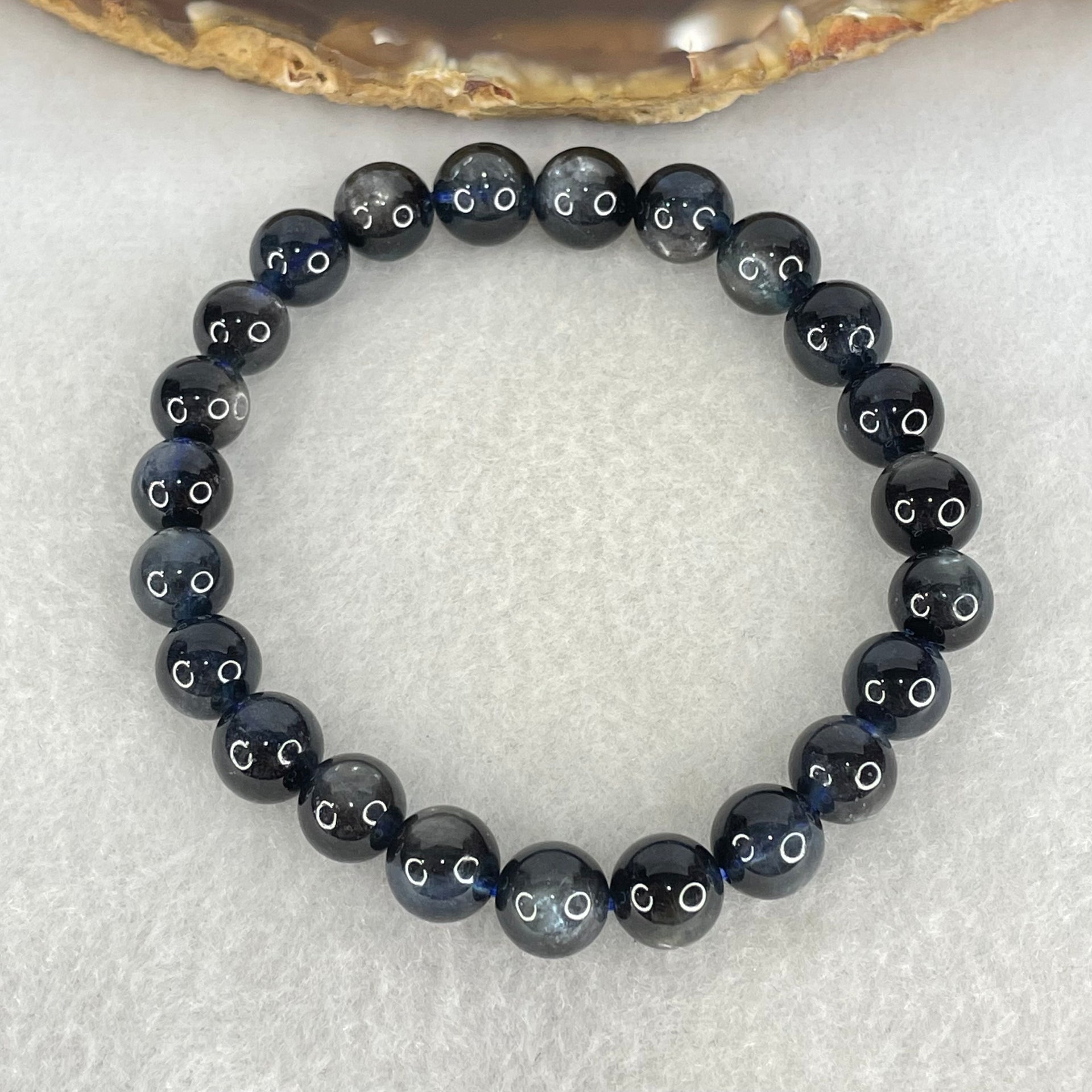 Good Grade Natural Devils Blue Beryl Aquamarine Beads Bracelet 18.95g 16cm 8.8mm 23 Beads - Huangs Jadeite and Jewelry Pte Ltd