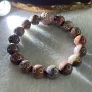 Natural Alashan Agate Greyish Pink Beads with Rat Charm Bracelet 39.00g 16.5cm 11.8mm 16Beads - Huangs Jadeite and Jewelry Pte Ltd
