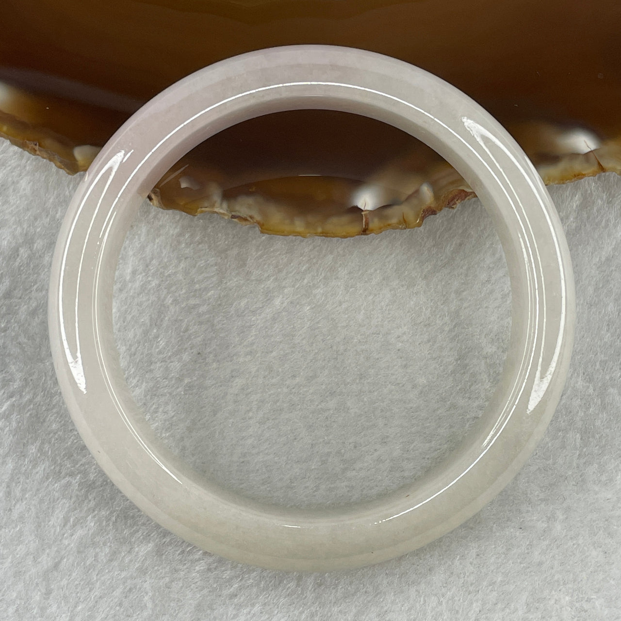 Certified Type A Natural Faint Lavender to White with Pinkish Jadeite Bangle 59.68g Inner Diameter 57.3mm 13.7 by 8.8mm (Close to Perfect)